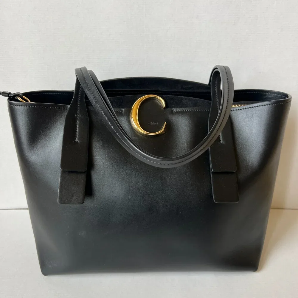 Chloe C Zipped Tote Black Leather Bag - Picture 2 of 14